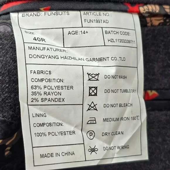 Gremlins-Themed Fun Suits Mens Blazer 40R Slim Fit - Picture 5 of 11